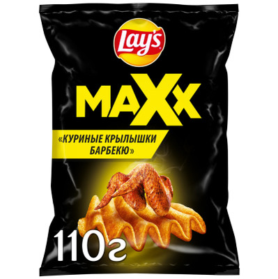 Чипсы Lays Maxx из натурального картофеля со вкусом куриных крылышек барбекю, 110г