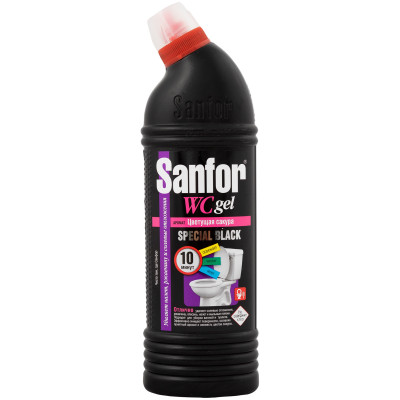 Средство чистящее Sanfor WC Gel Special Black для унитаза цветущая сакура, 750г