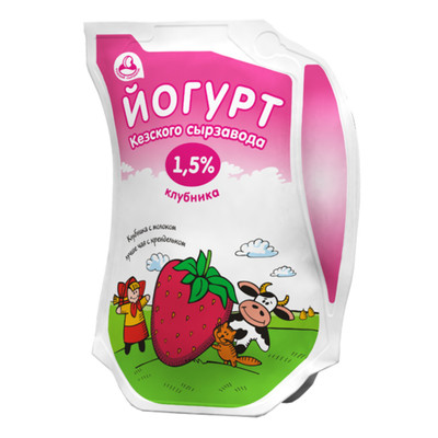 Йогурт Кезский Сырзавод клубника 1.5%, 900мл