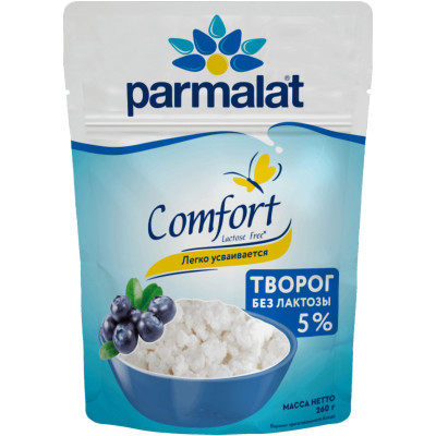 Творог Parmalat Comfort Рассыпчатый безлактозный 5%, 260г