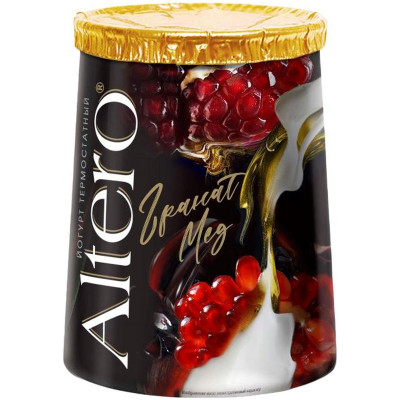 Йогурт термостатный Altero двухслойный с мёдом и гранатом 2%, 150г