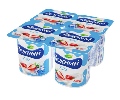 Продукт йогуртный Campina Нежный с соком клубники 1.2%, 100г