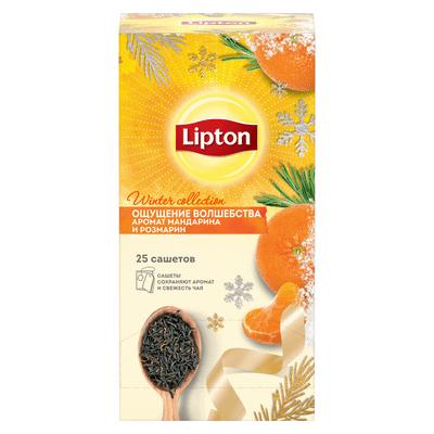 Чай Lipton Ощущение волшебства чёрный мандарин-розмарин, 25x1.5г