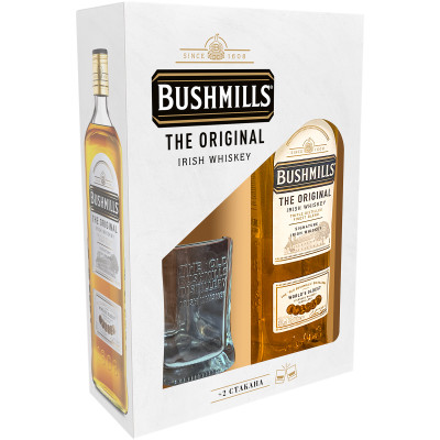 Виски Bushmills Ориджнл 40% в подарочной упаковке, 700мл + 2 стакана