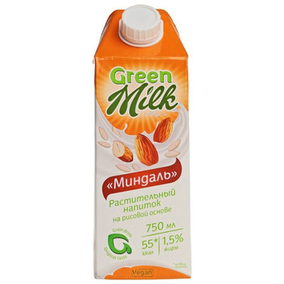Напиток рисовый Green Milk миндаль 1.5%, 750мл