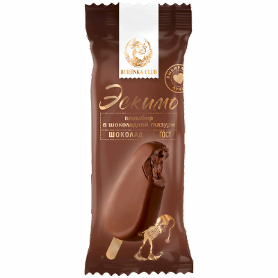Мороженое Burenka Club пломбир шоколадный эскимо в шоколадной глазури 15%, 70г