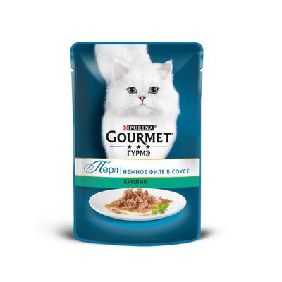 Корм Gourmet Перл нежное филе в соусе с кроликом для взрослых кошек, 85г
