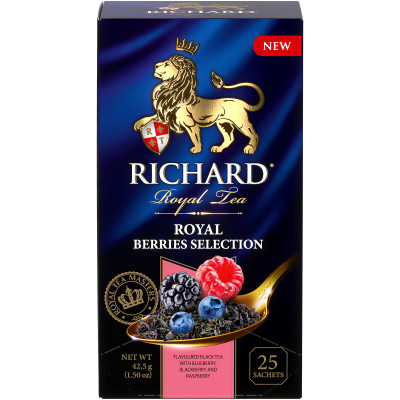 Чай Richard Royal Berries Selection чёрный мелколистовой ароматизированный лесные ягоды, 25х1.7г