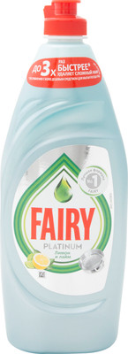 Средство для мытья посуды Fairy Platinum лимон и лайм, 650мл
