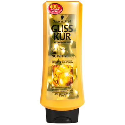 Бальзам для волос Gliss Kur Oil Nutritive для секущихся волос, 400мл