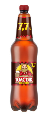 Пиво Толстяк хмельное светлое 7.7%, 1.3л
