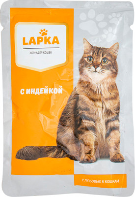 Корм Lapka с индейкой в соусе для кошек, 85г