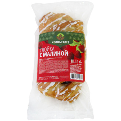 Слойка Челны Хлеб с малиной, 90г