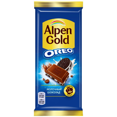 Шоколад Alpen Gold молочный с начинкой со вкусом ванили и кусочками печенья, 85г