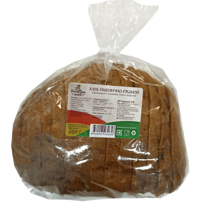 Хлеб пшенично-ржаной половинка нарезка, 250г