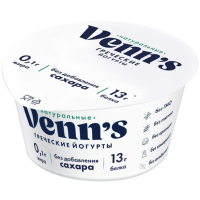 Йогурт Venns греческий обезжиренный 0.1%, 130г