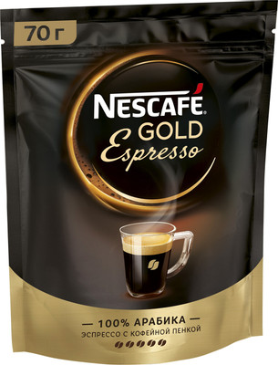 Кофе Nescafé Gold Espresso натуральный растворимый порошкообразный, 70г
