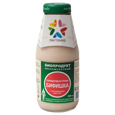 Биопродукт Лактомир Бифишка бифидумбактерин кисломолочный 3.2%, 300мл