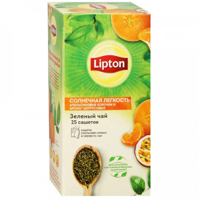 Чай Lipton Солнечная легкость с апельсиновыми корочками и ароматом цитрусовых, 25x1.4г