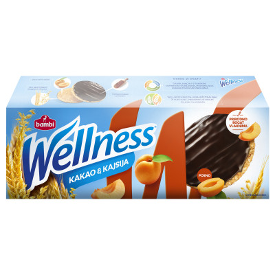 Печенье Wellness цельнозерновое с абрикосом и витаминами глазированное, 150г