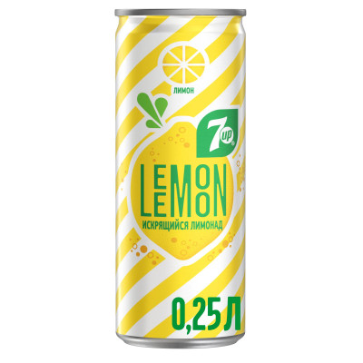 Напиток газированный 7UP Lemon Lemon Лимон, 250мл