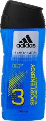 Гель Adidas для душа Sport Energy Body Hair Face 3в1 мужской, 250мл