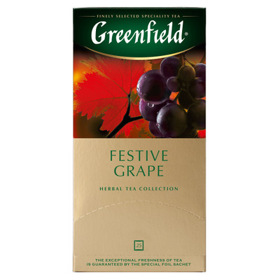 Чай Greenfield Festive Grape травяной виноград в пакетиках, 25х2г