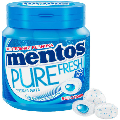 Жевательная резинка Mentos Pure Fresh Свежая мята, 100г