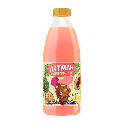 Напиток сывороточный Актуаль с экстрактом мяты и соками яблока ананаса и папайи, 930мл