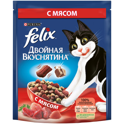 Сухой корм Felix для кошек с мясом, 300г