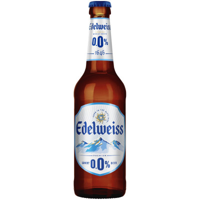 Пиво Edelweiss пшеничное светлое нефильтрованное безалкогольное, 450мл
