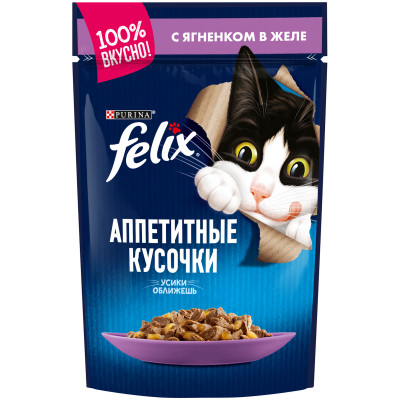 Влажный корм Felix для кошек с ягненком, 85г