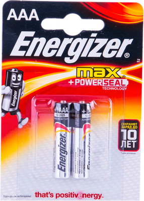 Батарейки Energizer Max + Power Seal AAA LR03, 2шт