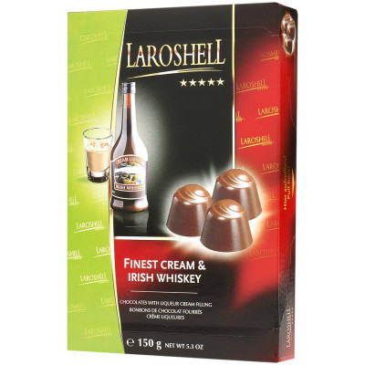 Конфеты Laroshell Finest Cream & Irish Whiskey шоколадные с начинкой сливочный ликёр, 150г