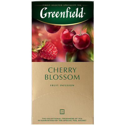 Чай Greenfield Черри блоссом фруктовый с ароматом вишни в пакетиках, 25х2г