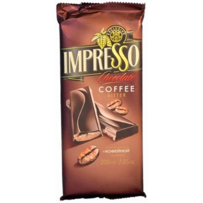 Шоколад горький Impresso c кофейной начинкой, 200гр