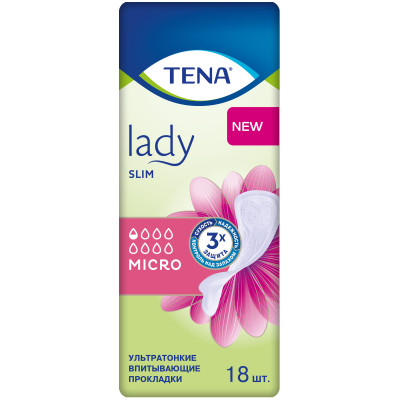 Прокладки женские Tena Lady Slim Micro впитывающие, 18шт