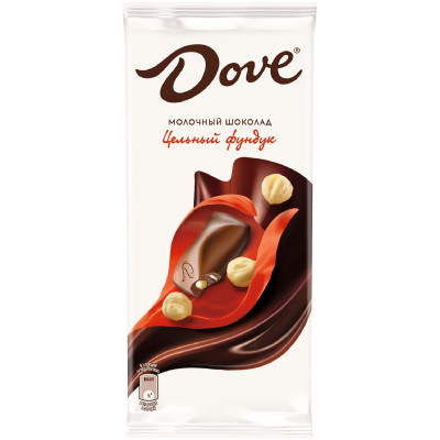 Шоколад молочный Dove с цельным фундуком, 90г