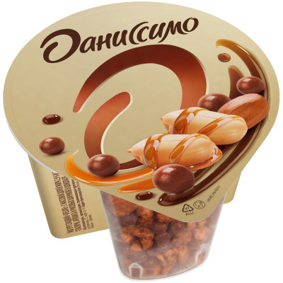 Йогурт Даниссимо Deluxe арахисово-шоколадный микс в карамельной глазури 2.9%, 136г