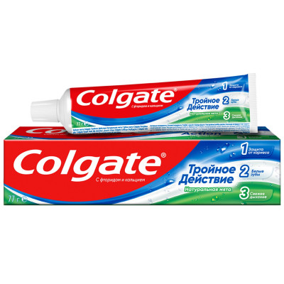 Зубная паста Colgate Тройное действие Натуральная мята для защиты от кариеса, 100мл