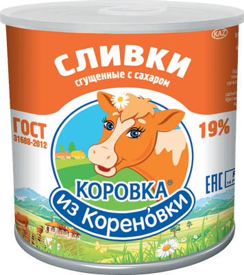 Сливки Коровка из Кореновки сгущённые с сахаром 19%, 350мл