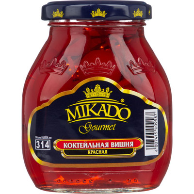 Вишня коктейльная Mikado красная в сиропе, 255г