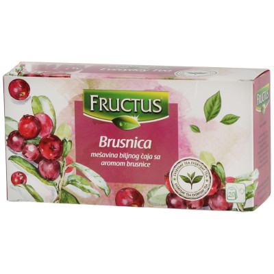 Чай Fructus травяной с клюквой в пакетиках, 20x2г