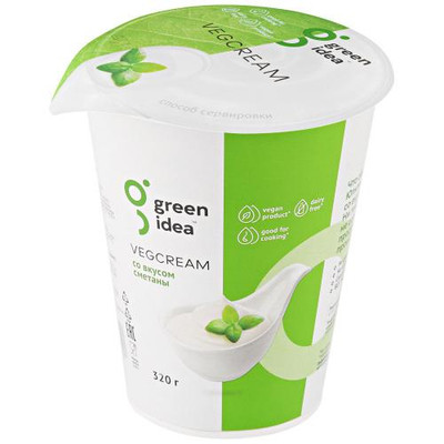 Крем Green Idea Vegcream со вкусом сметаны на основе кокосового масла, 320г
