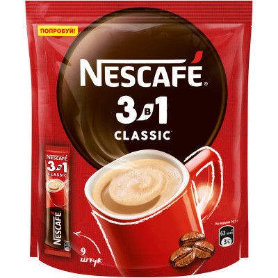 Кофе Nescafe 3в1 Классический растворимый, 9х14,5г