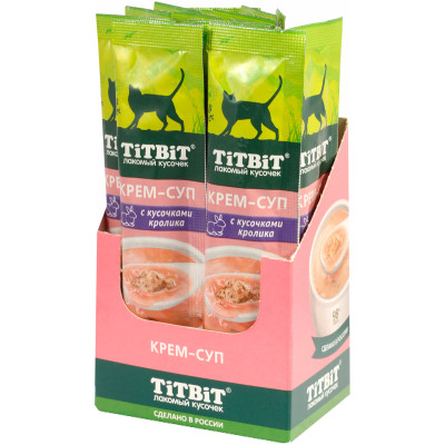 Лакомство Titbit крем-суп с кроликом для кошек, 10гх16шт
