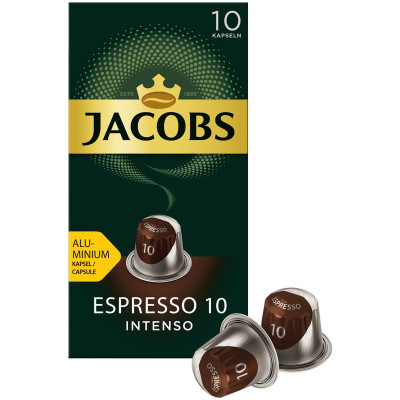 Кофе в капсулах Jacobs Espresso 10 Intenso натуральный жареный молотый, 10х5.2г