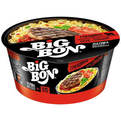 Лапша Big Bon говядина с соусом томат и базилик, 85г