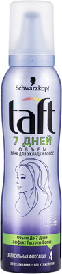 Пенка для волос Taft 7 дней объем сверхсильная фиксация, 150мл