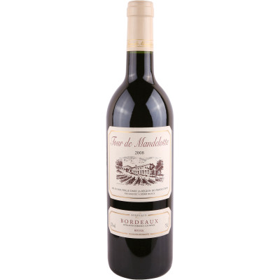 Вино Tour De Mandelotte Bordeaux AOC Rouge красное сухое 13%, 750мл